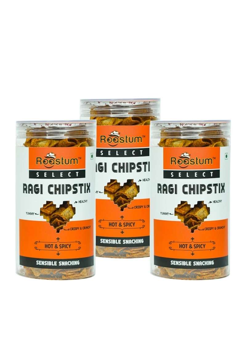 Roastum Ragi Chips 150gm (Pack of 3) Healthy Preservatives Free Snacks, Crispy & Delicious Chips, Guilt-Free and Snacks for All Ages - Indya
