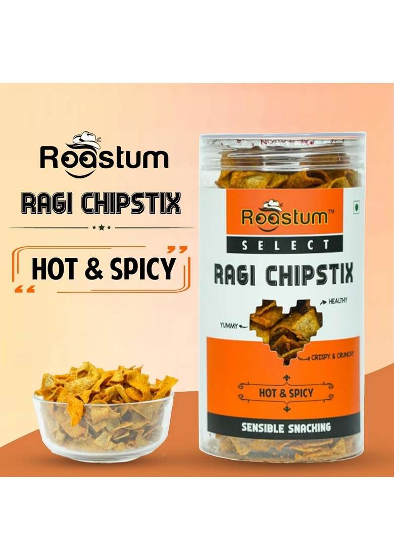 Roastum Ragi Chips 150gm (Pack of 3) Healthy Preservatives Free Snacks, Crispy & Delicious Chips, Guilt-Free and Snacks for All Ages - Indya