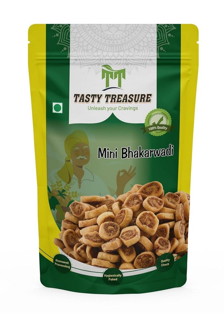 Tasty Treasure Mini Bhakarwadi Fresh Snack, Namkeen Food & Farsan Item, Crispy Flavorful, Perfect for Tea Time (1kg, Namkeen)