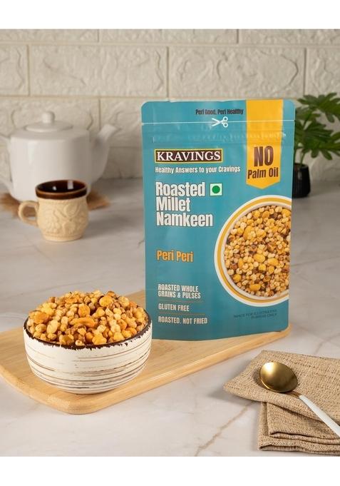 Kravings Millet Mix Peri | Healthy Snack of Roasted Jowar, Bajra, Chana, Peanuts| Best Namkeen for Kids & Adults High Protein Low Calorie Diet Snack| NOT Fried| - No Cholesterol, Transfat