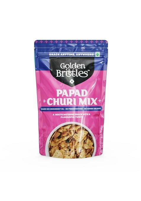 Golden Brittles Papad Churi Mix | Crispy Indian Snack Mixture Made in Peanut Oil 50 Years Legacy