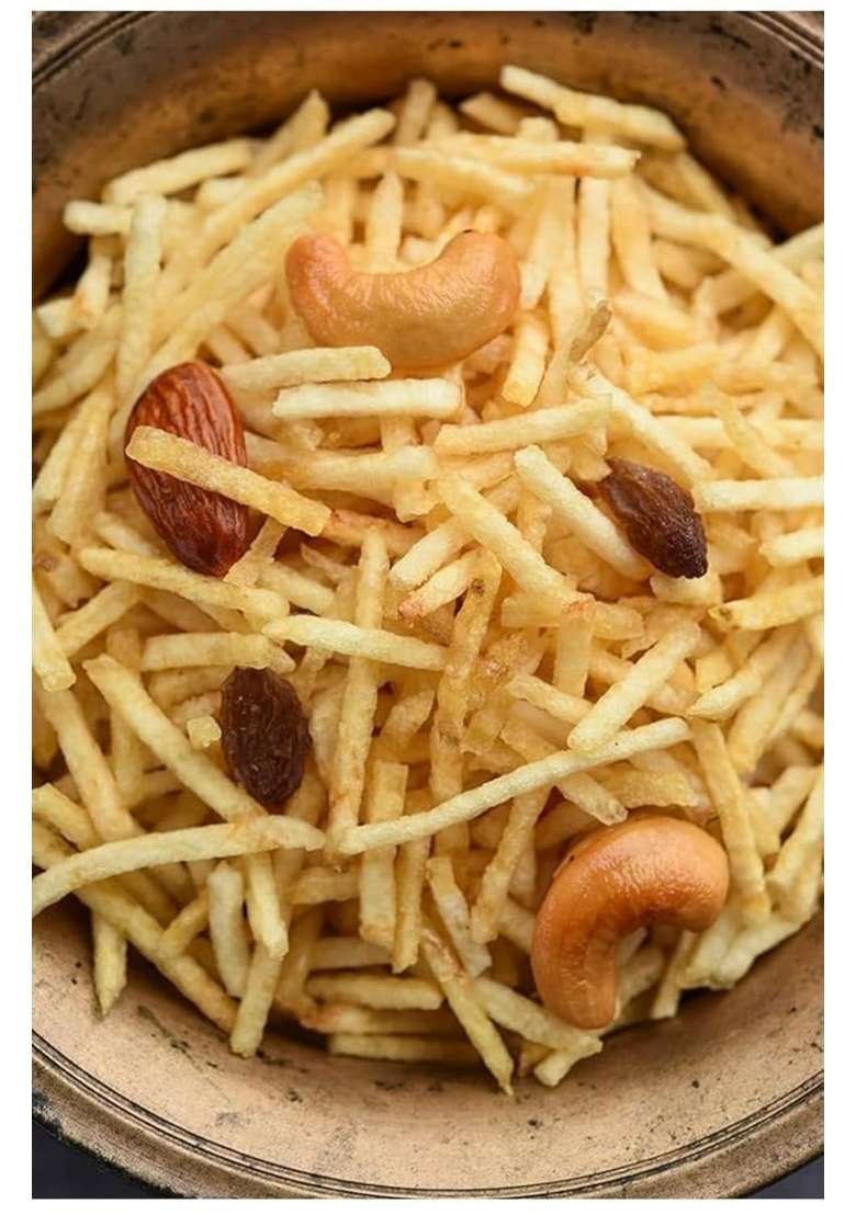 Shri Swastik Organics Badam Lachha | Pack of 250 Grams Nutty Cashews & Almonds Pancharatna with cashew crunchy fried potato sticks almond and raisins snack - Indya