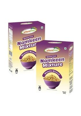 wheafree Gluten Free Namkeen Mixture - Pack of 2 (400g each) | Khatta Meetha Farsan Snack with Peanuts, Chickpeas, Rice Puffs & Traditional Indian Spices Healthy, Crunchy, Celiac-Friendly