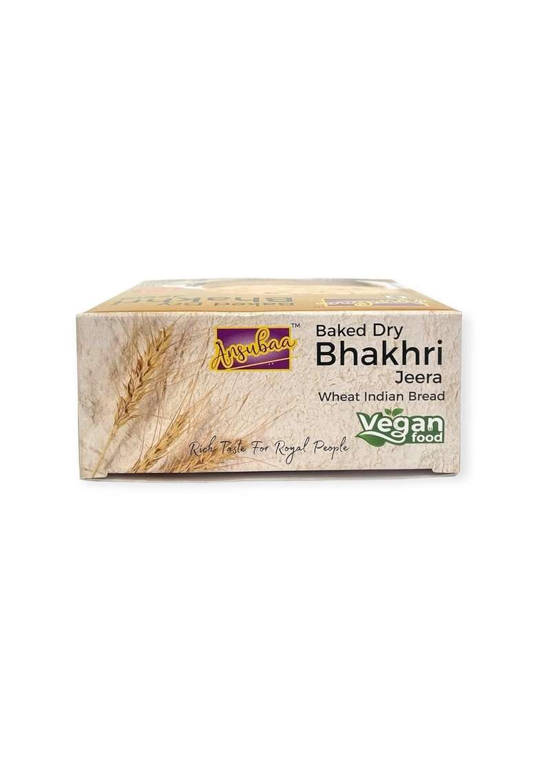 Ansubaa Baked Dry Bhakhri | Ready to Eat Vacuum Packed 6 Months Shelf Life Pure Vegetarian Food Healthy Snack Vegan (Pack of 4, Jeera) - Indya