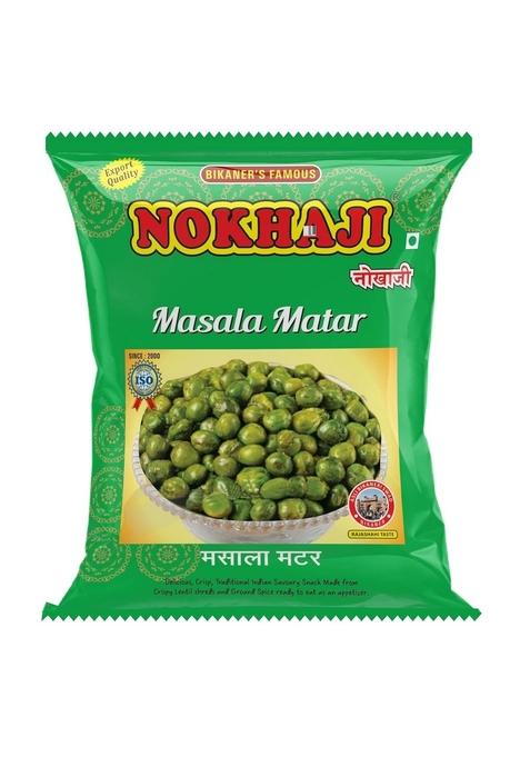 NOKHAJI Bikaner's Famous Aslee Bikaneri - Masala Matar Asli Swad Vegetarian Indian Snack 31gm/Per Pouch (Pack of 10)
