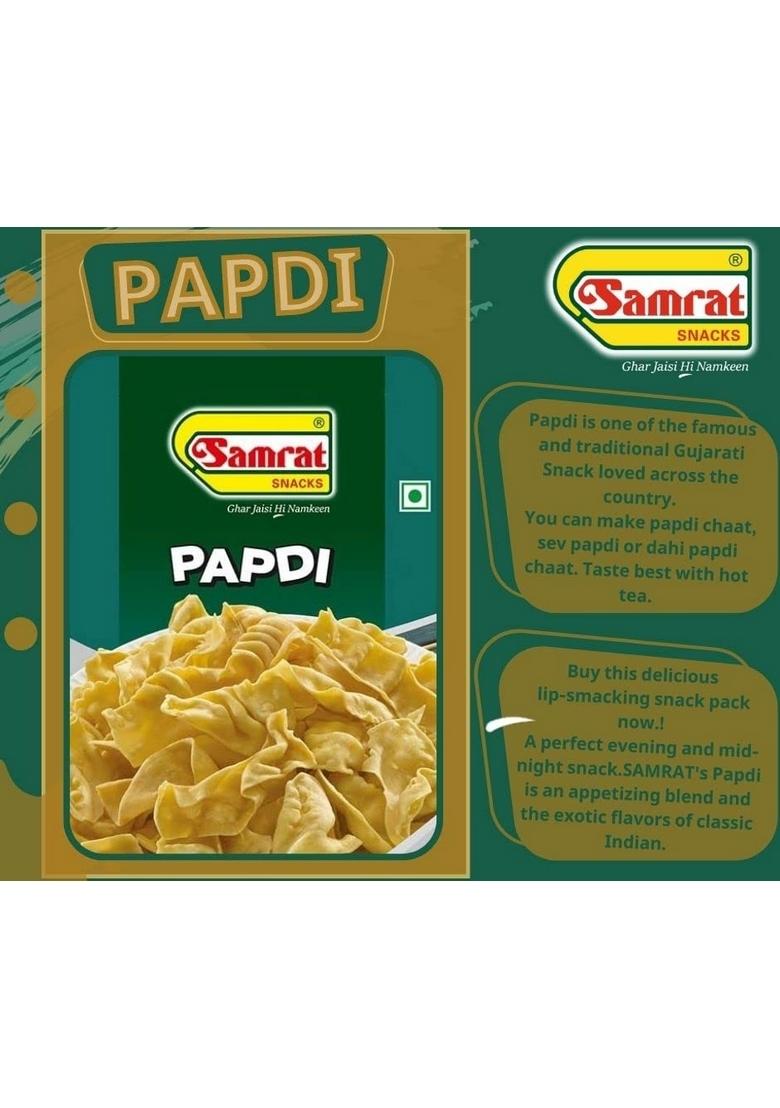 SAMRAT | PAPDI Tangy & Crispy Taste Namkeen| Ghar Jaisi Hi Healthy Snacks| Every Day Fresh Indian Snacks |Traditional (PACK OF 2 (2X400G))