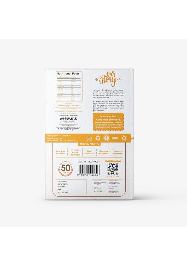 Seewans Traditional Authentic Surti Nankhatai (200gm) | Buttery Premium Biscuits Crispy Tea Time Snack Delicious Healthy Cookies