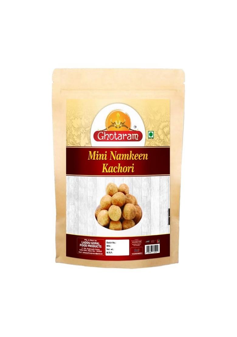 GHOTARAM Allahabad Masale wali Dry Kachori Namkeen Nashta Snack | Delicious & Crunchy Mini Kachaudee Snacks Evening Tea Time Filled with Moong Mung Dal daal-250 * 1Pack
