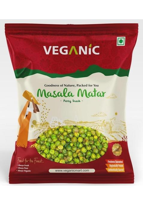 Veganic Organic Roasted Green Peas (Crunchy)|Salted & Masala (Namkeen Matar)|Dried Matar Snacks (250 Gram)