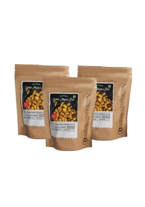 Evolve Roasted Quinoa Puff Healthy Snacks, Gluten Free, High Protein, Rich Fiber, Guilt Low Calorie, Vegan, Ready to Eat, Masala Flavor - 40g Pack of 2