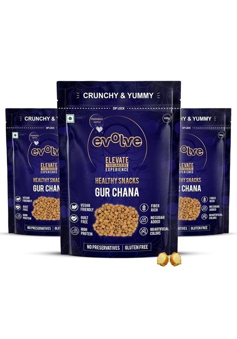 Evolve Gur Chana High Protein Healthy Snack for Adults and Kids | No Artificial Colors or Added Sugar Vegan Boosts Immunity Ready to Eat 100g