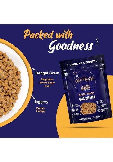 Evolve Gur Chana High Protein Healthy Snack for Adults and Kids | No Artificial Colors or Added Sugar Vegan Boosts Immunity Ready to Eat 100g