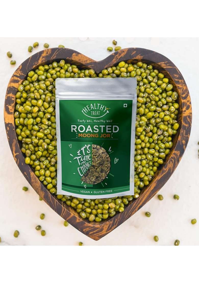 Healthy Treat Roasted Green Moong Jor 150gm | Snack, 100% Oil-Free Snack High Protein, Gluten Free, Vegan - Indya