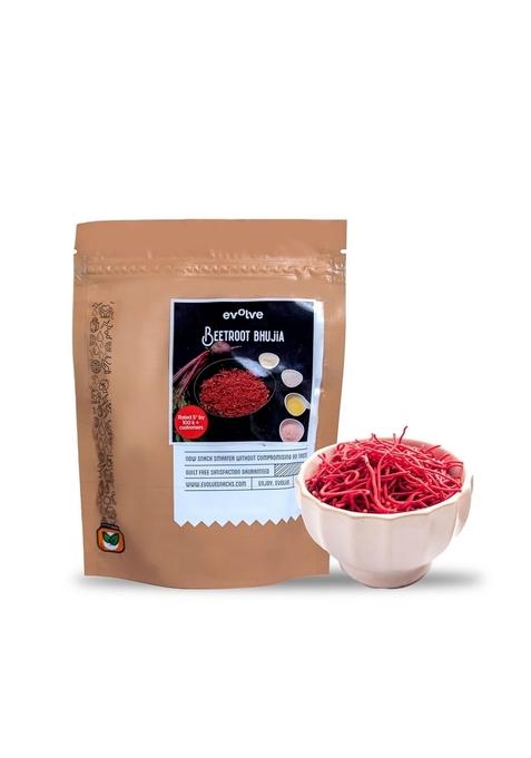Evolve Beetroot Bhujia, Namkeen - Organic, Guilt Free Munching, Fresh Crunchy Snacks, No Palm Oil & Artificial Colors, Ready to Eat, Masala Flavor 100g Pack of 2