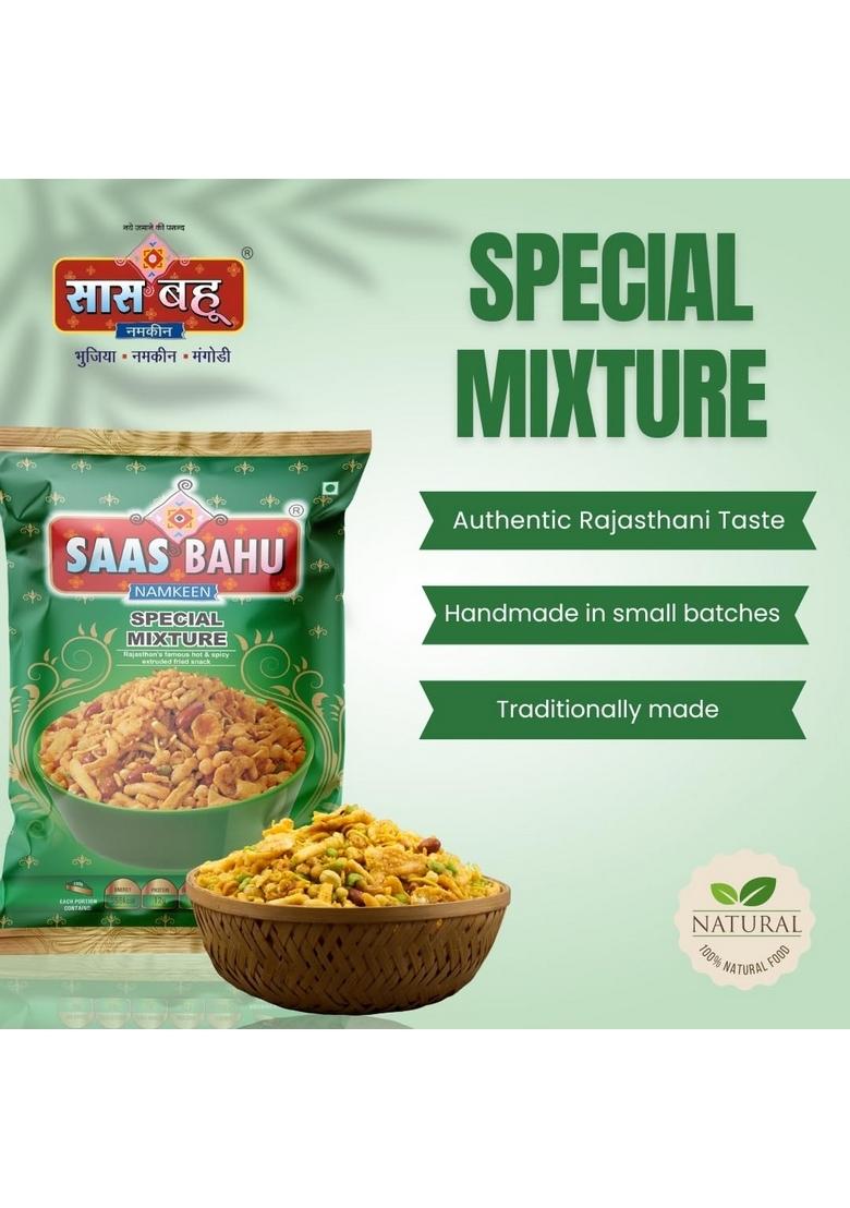 Saas Bahu Special Tasty Mixture Namkeen & Bhujia Sev 800gm combo (Pack of 2, 400gm Each)