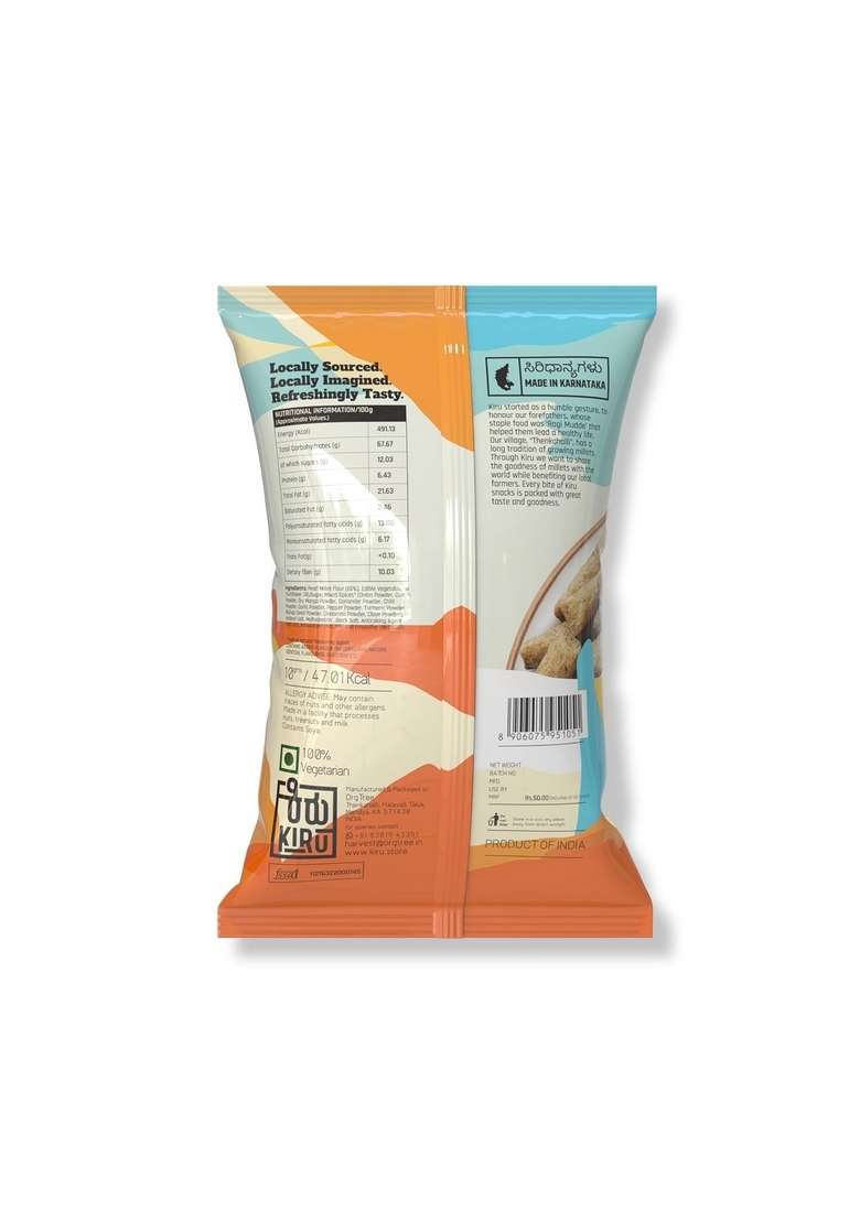 KIRU Bayiruchi Masala Millet Crunchies | Pack of 3 Baked Not Fried Gluten Free Healthy Chips Office Pantry Snacks - Indya