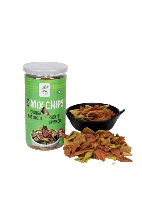 New Tree Mix Chips Pack of 2 -Dahi Papdi Flavour (225gms) & Italian II Anytime snacks Light crispy Ragi, Quinoa, Beetroot Spinach