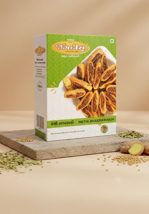 S.G.S Jagdish Farsan Meethi Bhakharwadi 200g | Authentic Gujarati Namkeen Snack Crispy Spicy Methi (Fenugreek) Roll Traditional Indian Ready to Eat Tea Time Pack