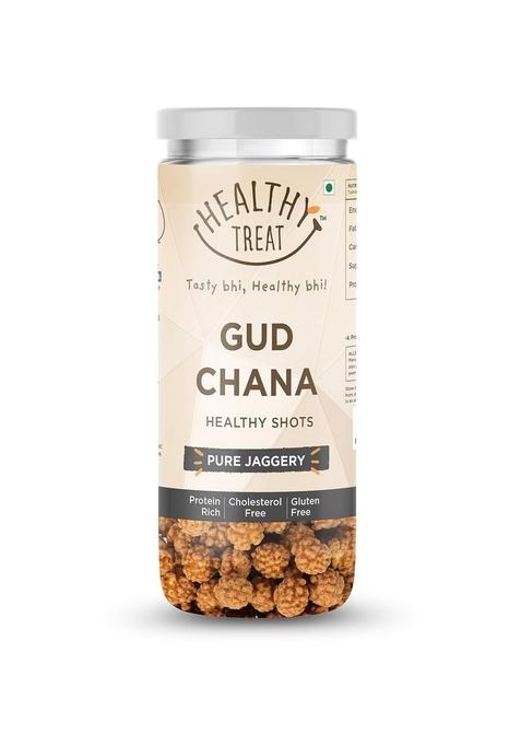 Healthy Treat Gur Chana 100 gm | Jaggery Coated Gud Roasted Chickpeas with Natural Immunity Booster Delicious and Snack Perfect for Snacking Anytime