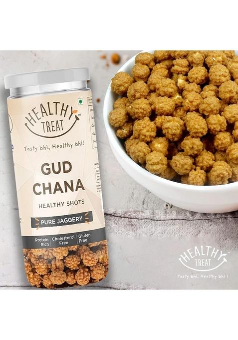 Healthy Treat Gur Chana 100 gm | Jaggery Coated Gud Roasted Chickpeas with Natural Immunity Booster Delicious and Snack Perfect for Snacking Anytime