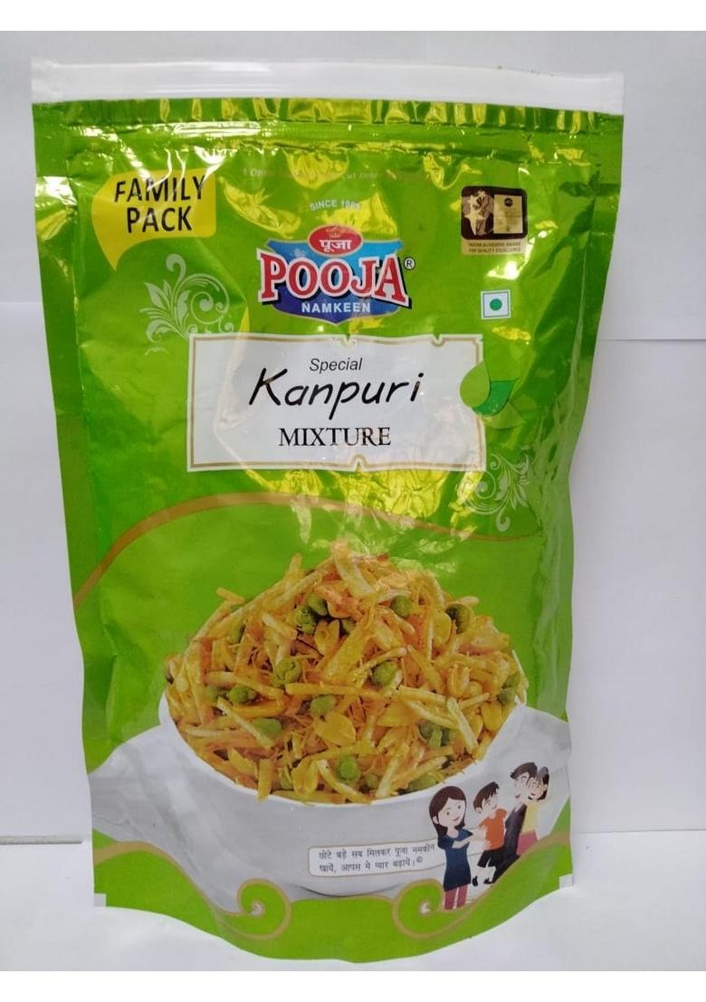 POOJA Kanpuri Mixture Namkeen Spicy & Crunchy Snack | No Preservatives Authentic Healthy Indian Pack of 2 (360 Gram Each)