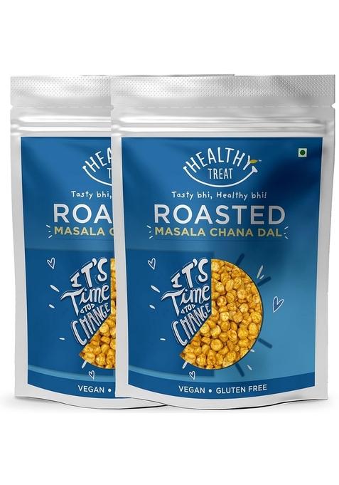 Healthy Treat Roasted Masala Chana Dal 400 gm (Pack of 2-200 each) | Protein Rich Gluten Free, Vegan