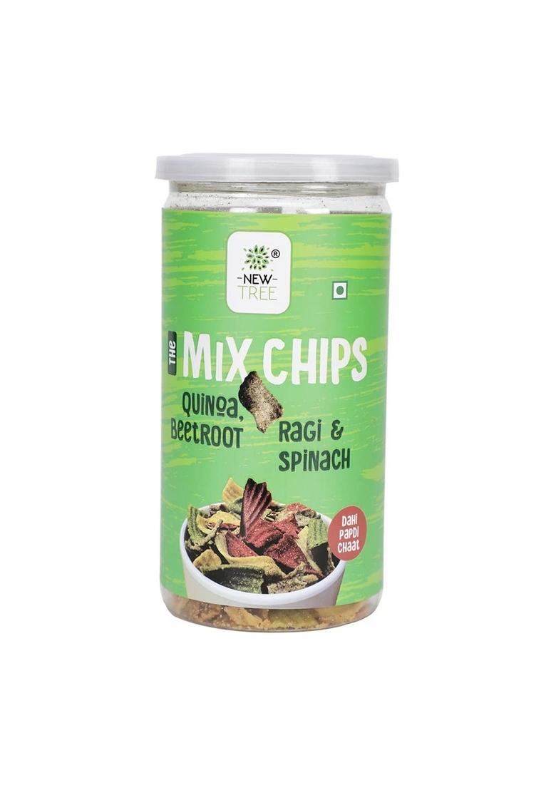 New Tree Mix Chips -Dahi Papdi Flavour (225gms) II Anytime snacks Light crispy of Ragi, Quinoa, Beetroot & Spinach