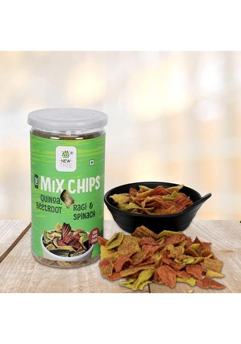 New Tree Mix Chips -Dahi Papdi Flavour (225gms) II Anytime snacks Light crispy of Ragi, Quinoa, Beetroot & Spinach