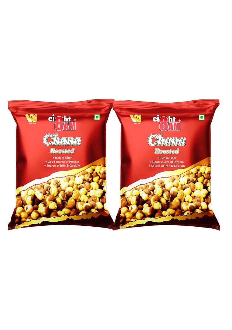 8 AM Roasted Chana, 475g (Pack of 2), Chickpeas, Delicious and Tasty Bhuna Rich in Minerals, High Dietary Fibre Healthy Snack