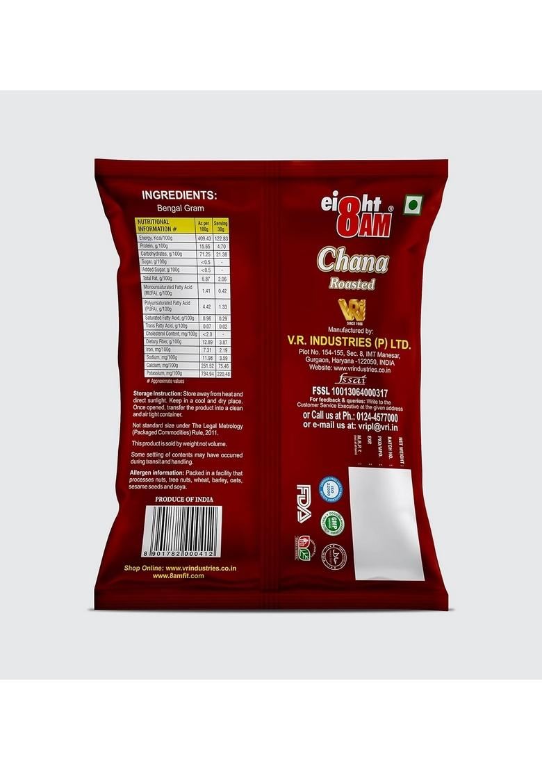 8 AM Roasted Chana, 475g (Pack of 2), Chickpeas, Delicious and Tasty Bhuna Rich in Minerals, High Dietary Fibre Healthy Snack