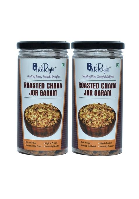 BiteRight Roasted Chana Jor Garam 300 gm | High in Protein Healthy Snack Oil Free Chanachur Namkeen (Pack of 2, 150g each)