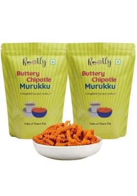 ROOTLY Buttery Chipotle Murukku | South Indian Snack with a twist Crispy, Tangy Chakli Tea Time & Party No Palm Oil or Preservatives Pack of 2 (400 gm)
