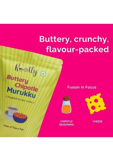 ROOTLY Buttery Chipotle Murukku | South Indian Snack with a twist Crispy, Tangy Chakli Tea Time & Party No Palm Oil or Preservatives Pack of 2 (400 gm)