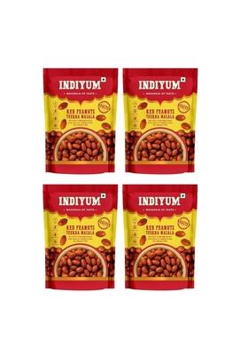 Indiyum Red Peanuts Teekha Masala | Roasted - Non Fried Flavour of Indian Spices Party Snack 480g (120 x 4)