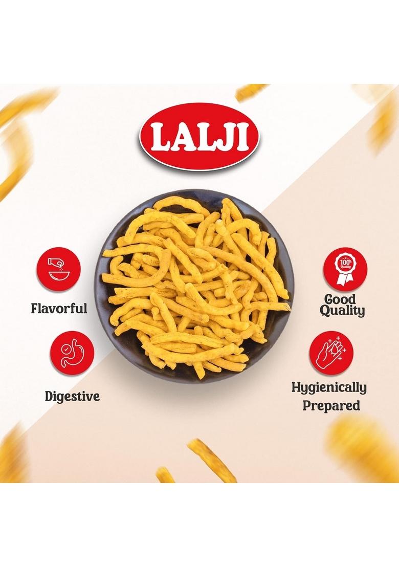 LALJI Foods Mota Bhujia 800Gm (400Gm x 2) | Spicy and Thick Sev Perfect Namkeen for Snacking