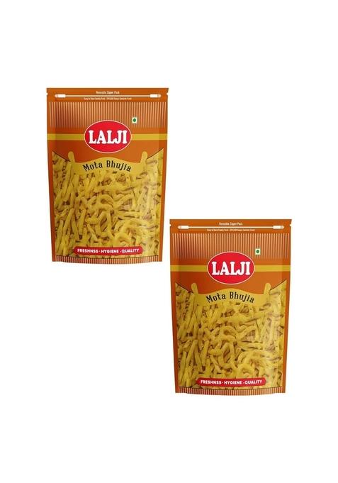 LALJI Foods Mota Bhujia 800Gm (400Gm x 2) | Spicy and Thick Sev Perfect Namkeen for Snacking