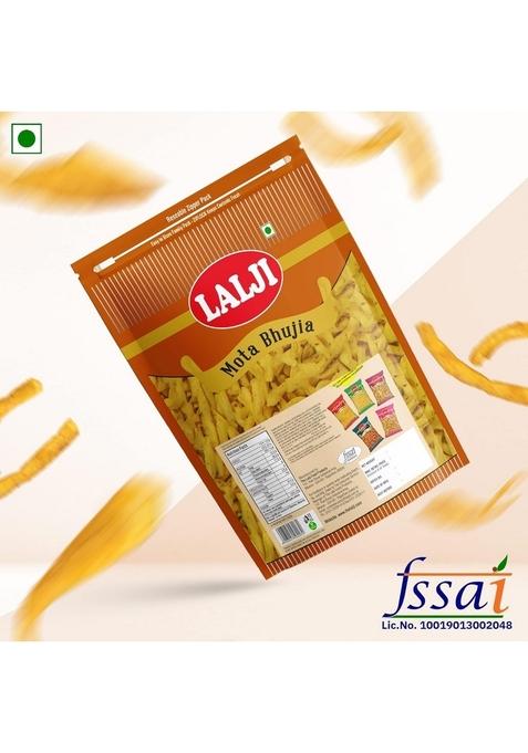 LALJI Foods Mota Bhujia 800Gm (400Gm x 2) | Spicy and Thick Sev Perfect Namkeen for Snacking