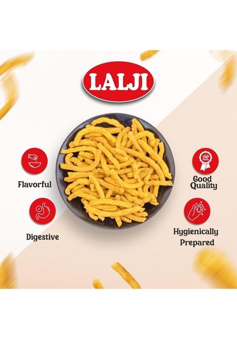 LALJI Foods Mota Bhujia 800Gm (400Gm x 2) | Spicy and Thick Sev Perfect Namkeen for Snacking