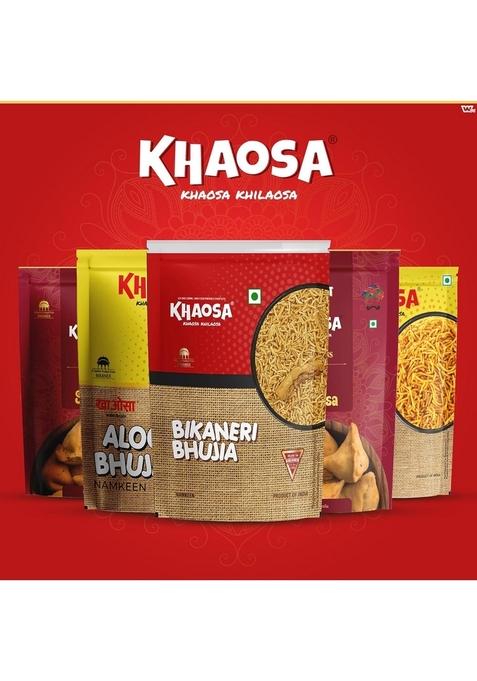 KHAOSA Bikaneri Bhujia | 800g Authentic Rajasthani Namkeen Spicy Moth Flour Snack Crunchy and Flavorful Gluten-Free, Vegan 400g Each