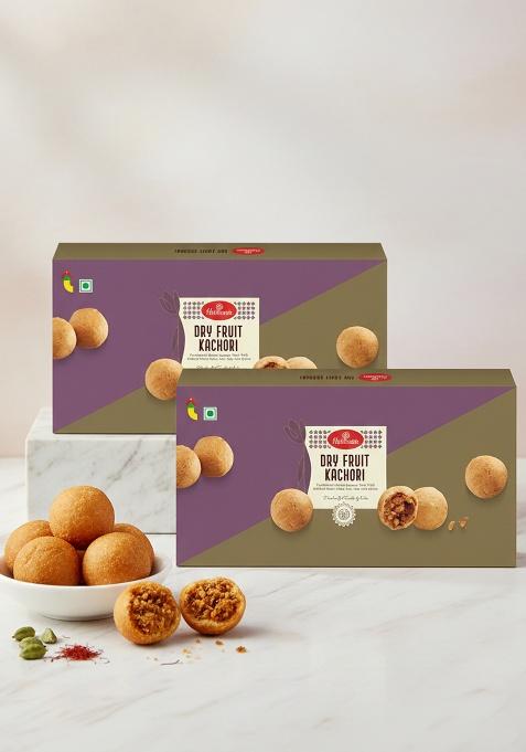 Haldiram's Dry Fruit Kachori 500g x 2 | Indian Snacks Crispy Sweet Spicy Tangy Treat Namkeen & Savouries Tasty Crunchy Perfect Choice for Party