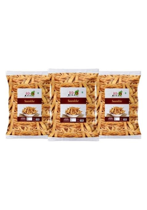 90's MILL Marwar Healthy Wheat Mathri Crispy Ajwain Khasta Matthi Namak para Namkeen Nimki Snacks Evening Tea Time Snack | Handmade Mathri-250 * 3Pack