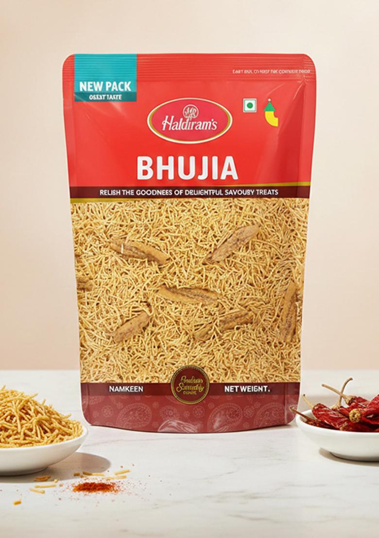 Haldiram's Bhujia 1kg | All Time Favourite Perfect Tea-Time Ready to Eat Crispy & Light Snacks Spicy Tadka Indian Namkeen Savouries