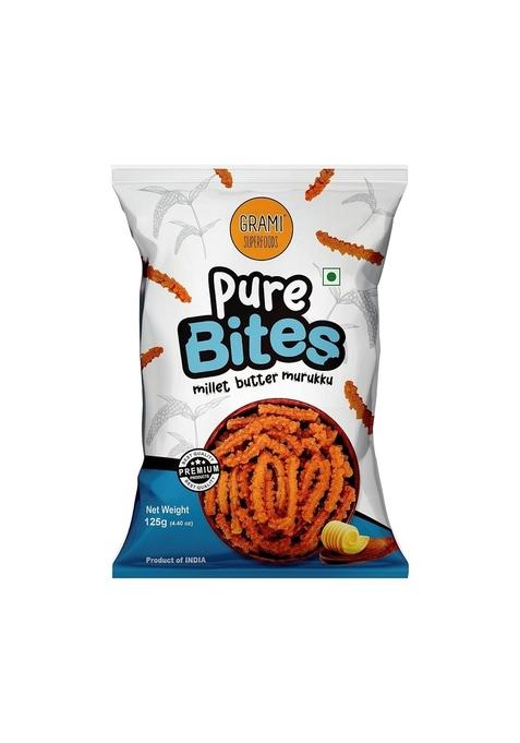 GRAMISUPER Grami Superfoods Pure Bites Millet Butter Murukku / Chakli - 125g | Healthy Indian Snacks No Maida Preservative High Protein & Fiber Snack Low GI Namkeen for Kids Adults Weight Loss Sugar Free Diabetic Friendly