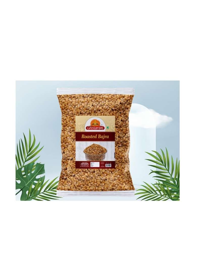 GHOTARAM Diabetic Friendly Roasted Bajra Pearls | Diet Namkeen & Snacks High in Protein Puff Masala Evening Tea Time Snack Namkeens-250 * 1Pack - Indya