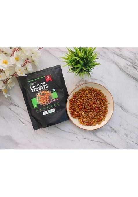 Green Sun Pure Veg Low Carb Tidbits | Pack of 1 Healthy Mixture Namkeen Bhujia Keto Friendly Tasty Savoury Snack Calorie