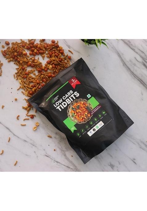 Green Sun Pure Veg Low Carb Tidbits | Pack of 1 Healthy Mixture Namkeen Bhujia Keto Friendly Tasty Savoury Snack Calorie
