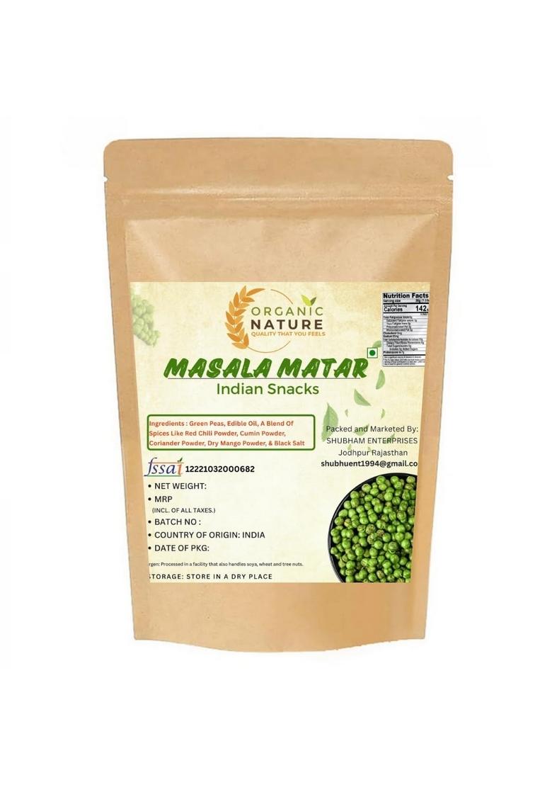 ORGANIC NATURE Premium Roasted Green Peas MASALA MATAR Spicy & Crunchy (PACK OF 400 GRAM)