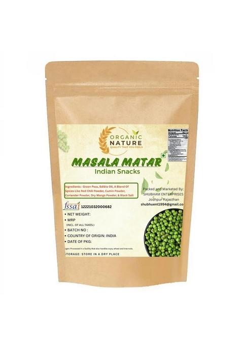 ORGANIC NATURE Premium Roasted Green Peas MASALA MATAR Spicy & Crunchy (PACK OF 400 GRAM)