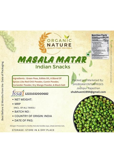 ORGANIC NATURE Premium Roasted Green Peas MASALA MATAR Spicy & Crunchy (PACK OF 400 GRAM)