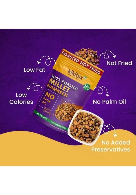 KIKIBIX Assorted Millet Bhujiya Namkeen Combo, Low Calorie, Chatpata Masala, Healthy Fat, Non Fried Diet Snacks, Diabetic Friendly, Gluten Free Mixtures, Fast, Upwas Snack, Baked, Pack of 4